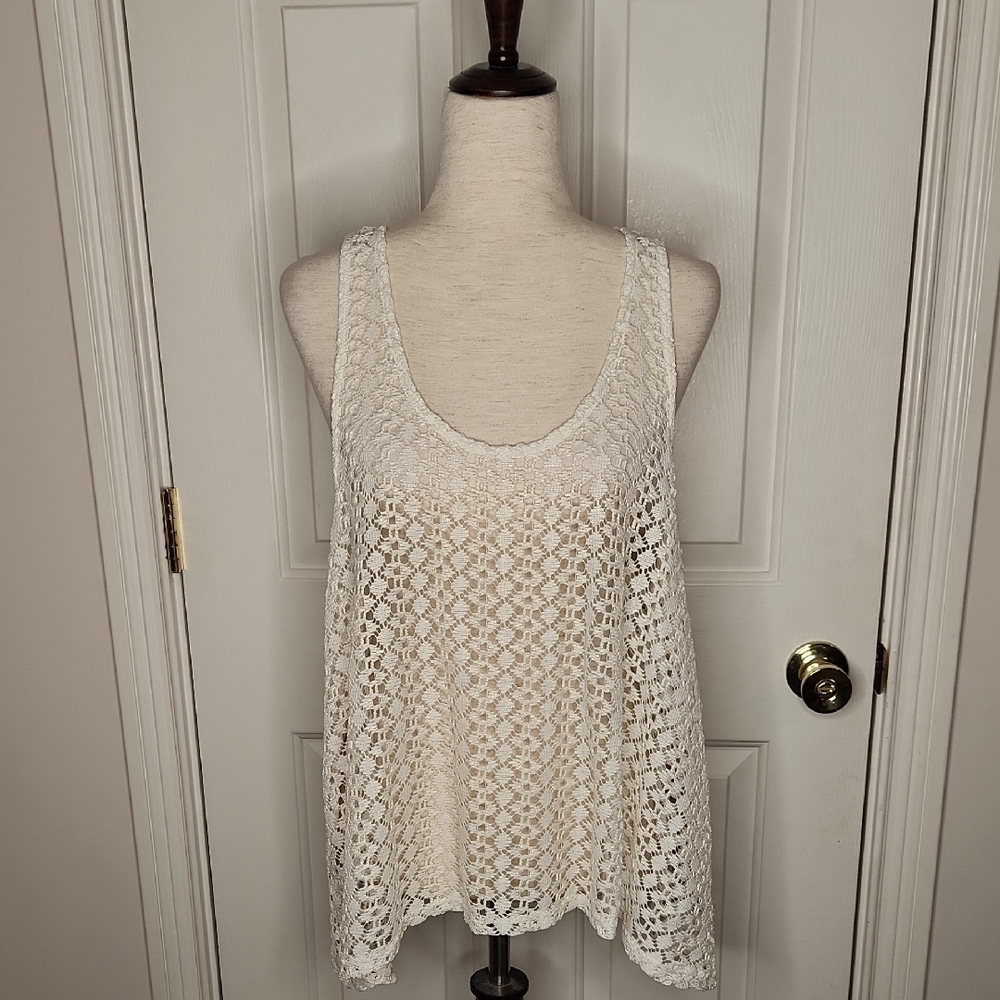 Nollie Ivory Lace Flowy Tank Top Size L NWT